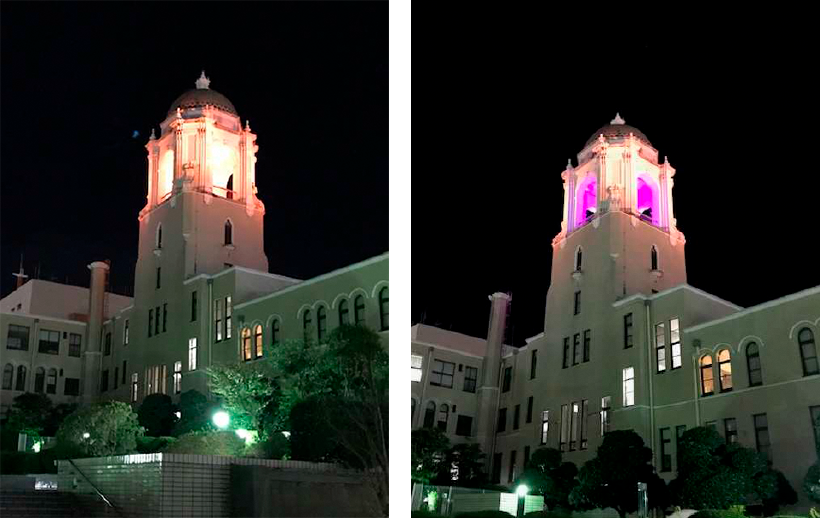 静岡市役所本館「あおい塔」ライトアップ